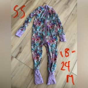 Colorful Floral Princess Castle Kids Footie Pajama